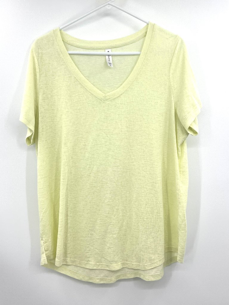 Athleta Yellow V-Neck Burnout T-Shirt Women's Xl